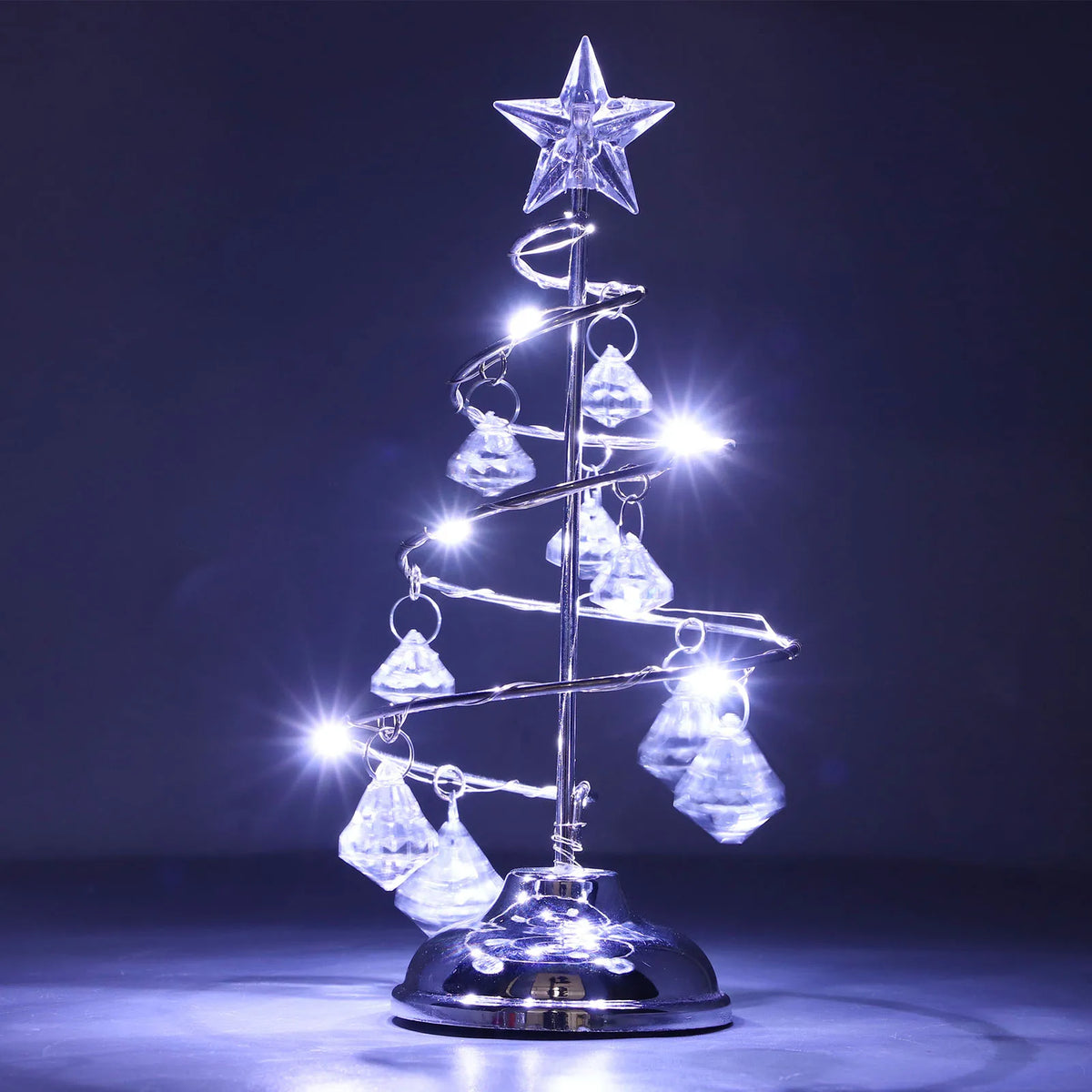 LED-Kristall-Weihnachtsbaumlampe mit warmweißem Licht (batteriebetrieben)