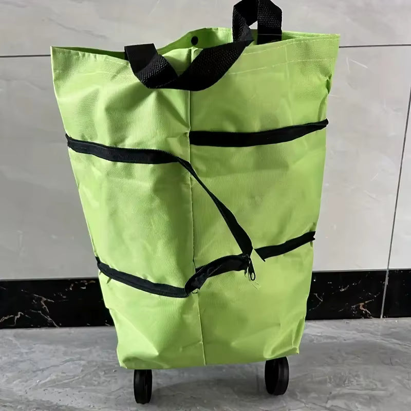 Zusammenklappbarer Einkaufswagen mit Rädern im Rucksackstil
