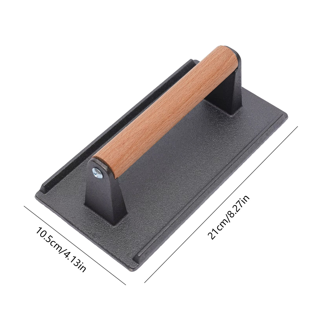 Schwere Gusseisen-Grillpresse mit Holzgriff