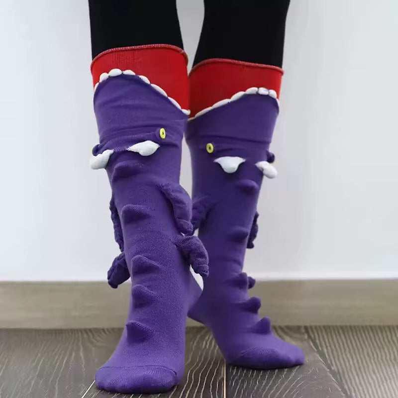 Dicke gestrickte Dinosauriersocken aus Wollmischung (Unisex)