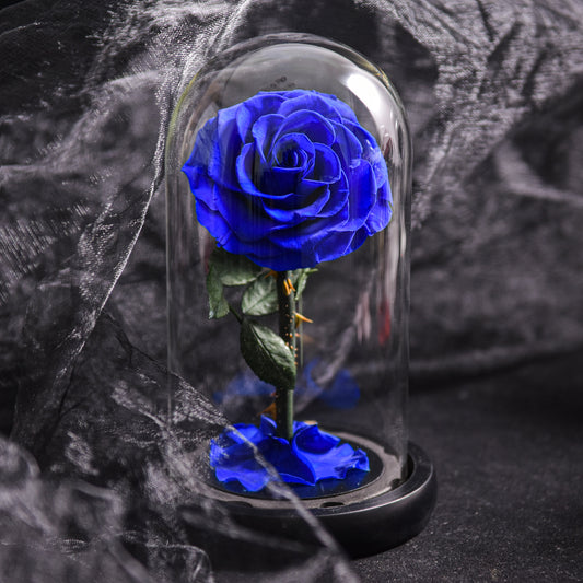 EternalBloom - Forever Rose, evighedsrose i glaskuppel, 3 dages leveringstid, blå | 50% Rabatt