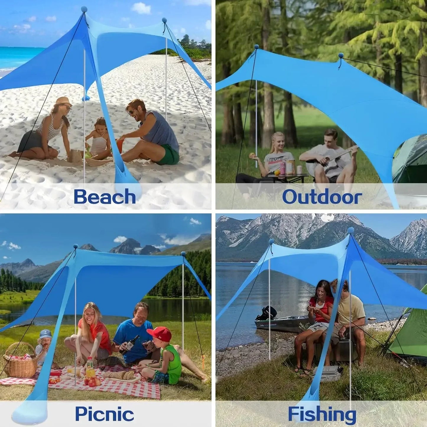 UV-blockierendes, belüftetes tragbares Strandzelt (für 1–3 Personen geeignet)