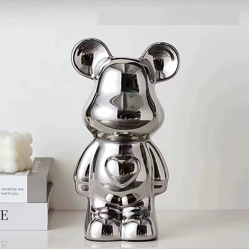 Moderne keramische Bärenfigur im Blockstil (18/28 cm)