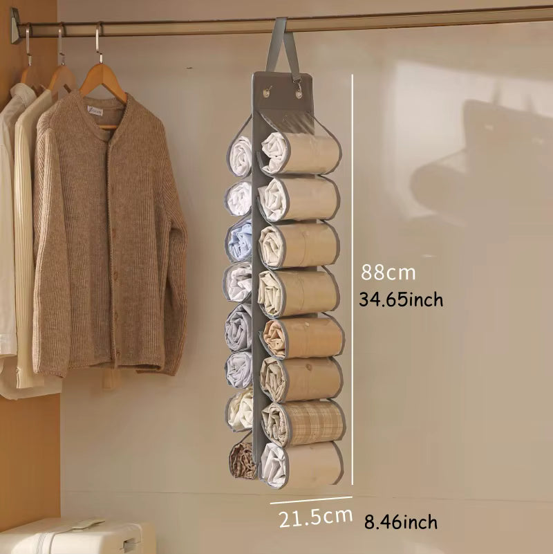 Platzsparender, faltbarer Hängeorganizer für Hosen und Leggings (16/26 Fächer)