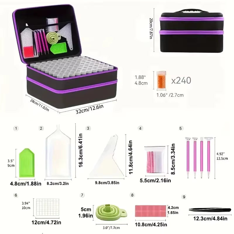 Auslaufsicherer Organizer für Diamond Painting mit 240 Fächern (zusammenklappbarer Trichter)