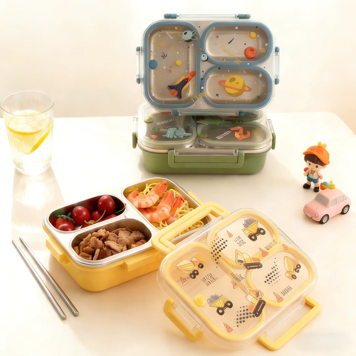 Auslaufsichere Kinder-Lunchbox aus rostfreiem 304er Edelstahl (großes Fassungsvermögen)