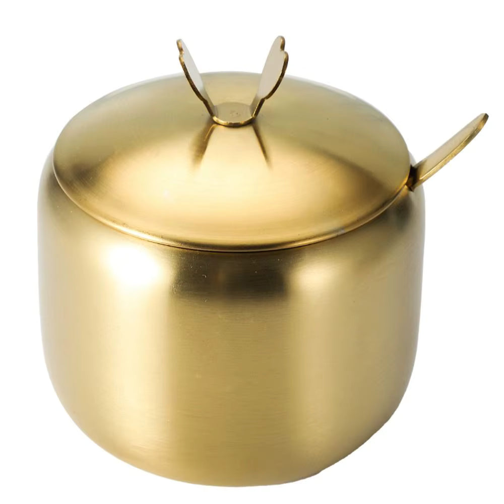 Zuckerbehälter aus Edelstahl mit größerem Fassungsvermögen (Löffel und Deckel)
