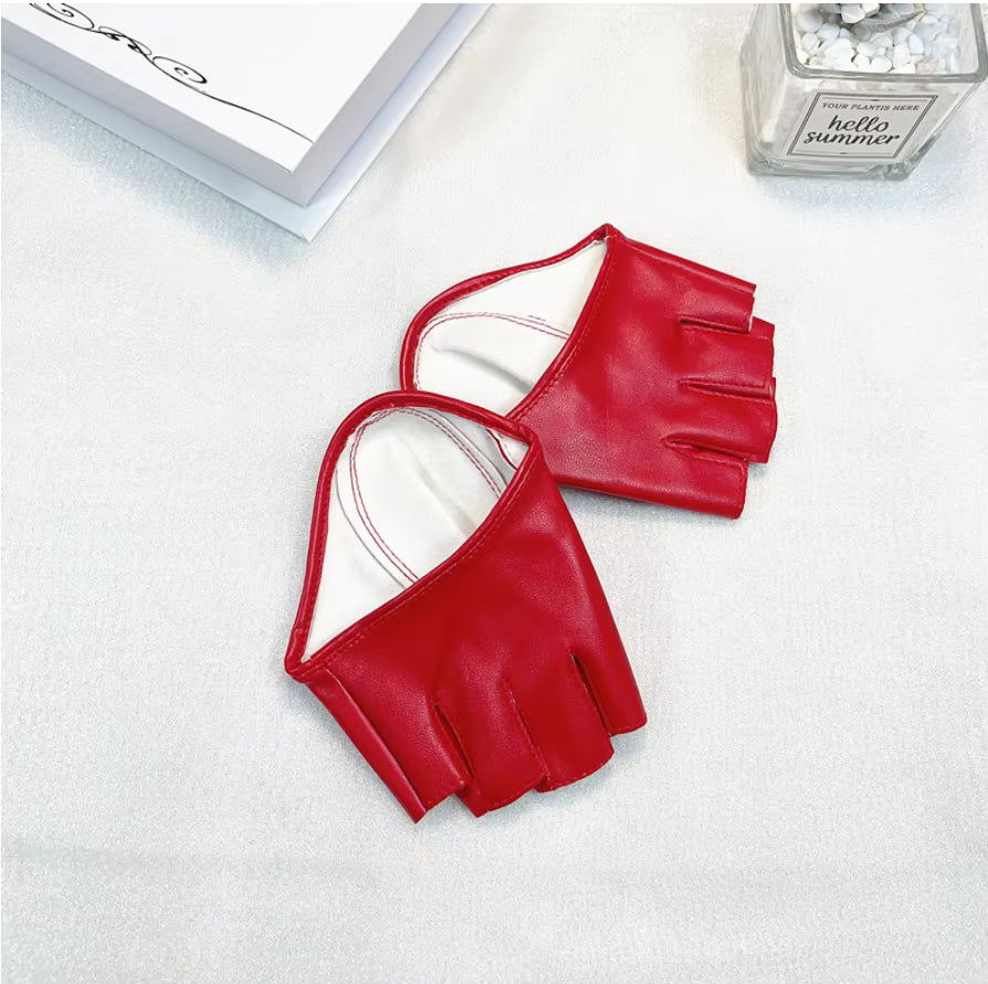 Fingerlose Handschuhe aus PU-Kunstleder mit halben Handflächen (Einheitsgröße)