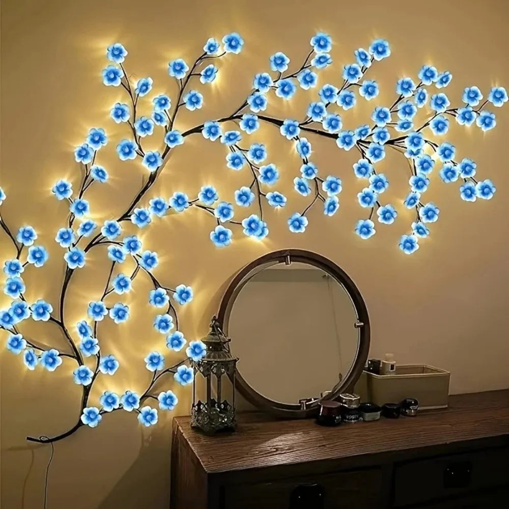 USB-betriebene pinke und blaue Kirschblüten-LED-Lichterketten (72/96/144 LED)