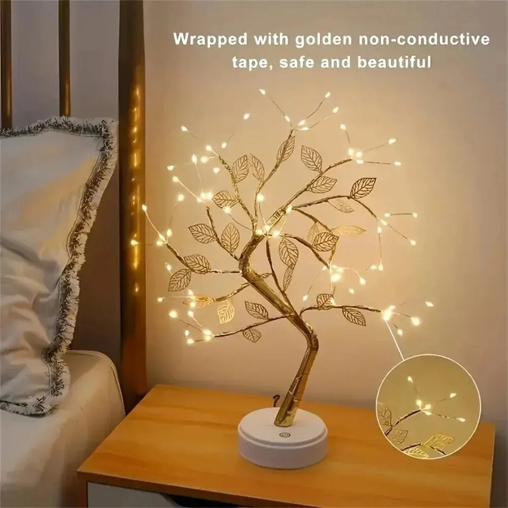 Berührungsgesteuerte LED-Bonsai-Tischleuchte mit biegsamen Zweigen