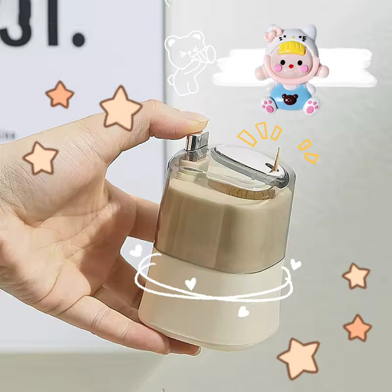 Hygienischer automatischer Pop-up-Zahnstocher-Spender (süßes Cartoon-Design)