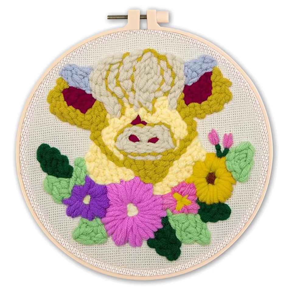 Komplet begynder punch-nål broderisæt (dyremønstre)