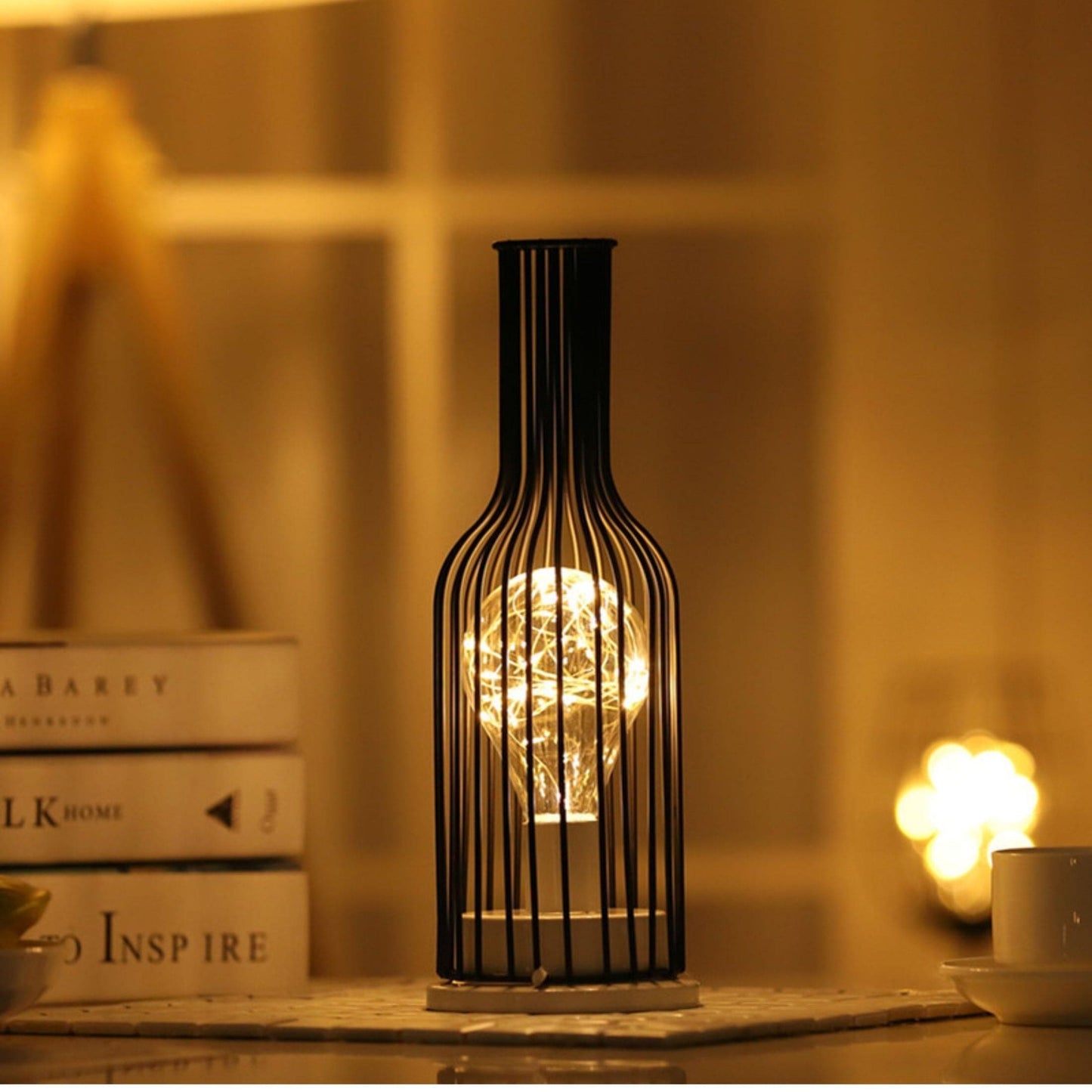 Variant image for Elegant Tafellampe med Justerbar Dimbart Belysning – Sort Metal & Tekstil, 45 cm Højde-2