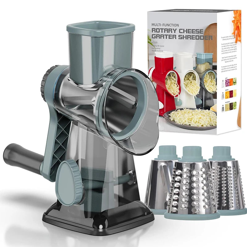 3-in-1 manueller, rotierender Käsehobel aus Edelstahl