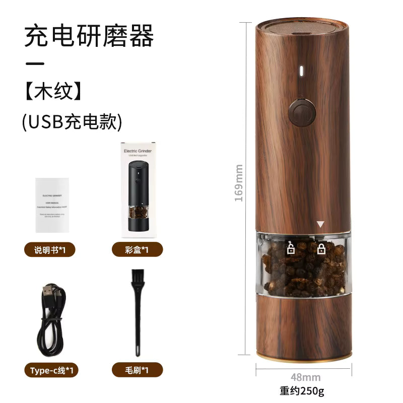 USB-aufladbare verstellbare keramische Salz- und Pfeffermühle