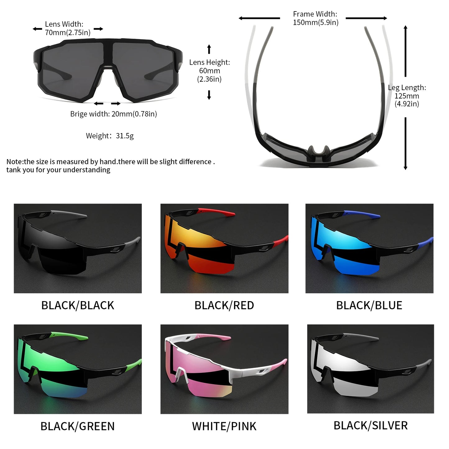 Übergroße, umschließende UV400-Sportsonnenbrille