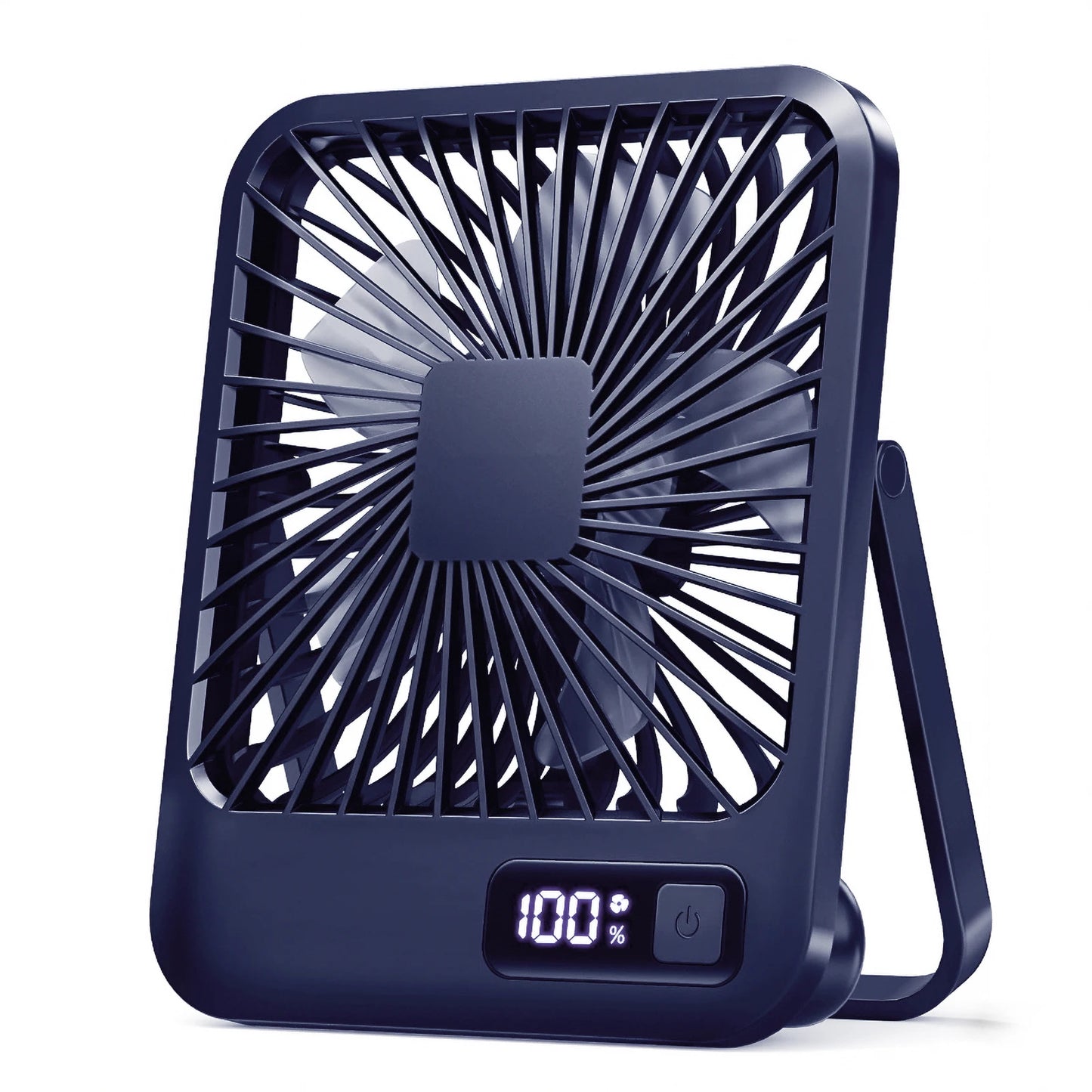 USB-wiederaufladbarer und faltbarer Tischventilator mit 5 Geschwindigkeiten (digitale Batteriestandsanzeige)