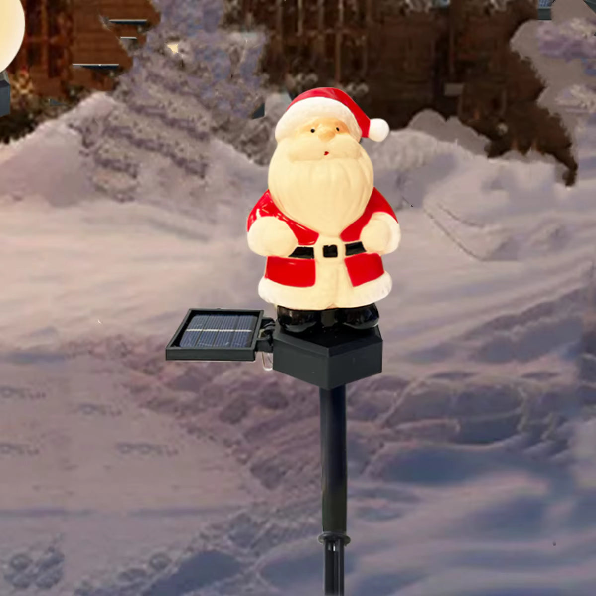 Solarbetriebene warmweiße wasserdichte Weihnachts-Rasenleuchte (Weihnachtsmann & Schneemann)