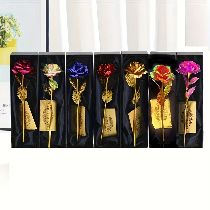 Geschenkset mit Rose aus Folie (Geschenkbox und Karte)