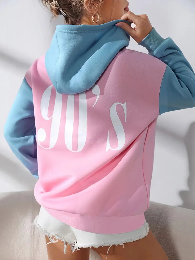 Cerise - Kapuzenpullover mit Farbblock für Damen