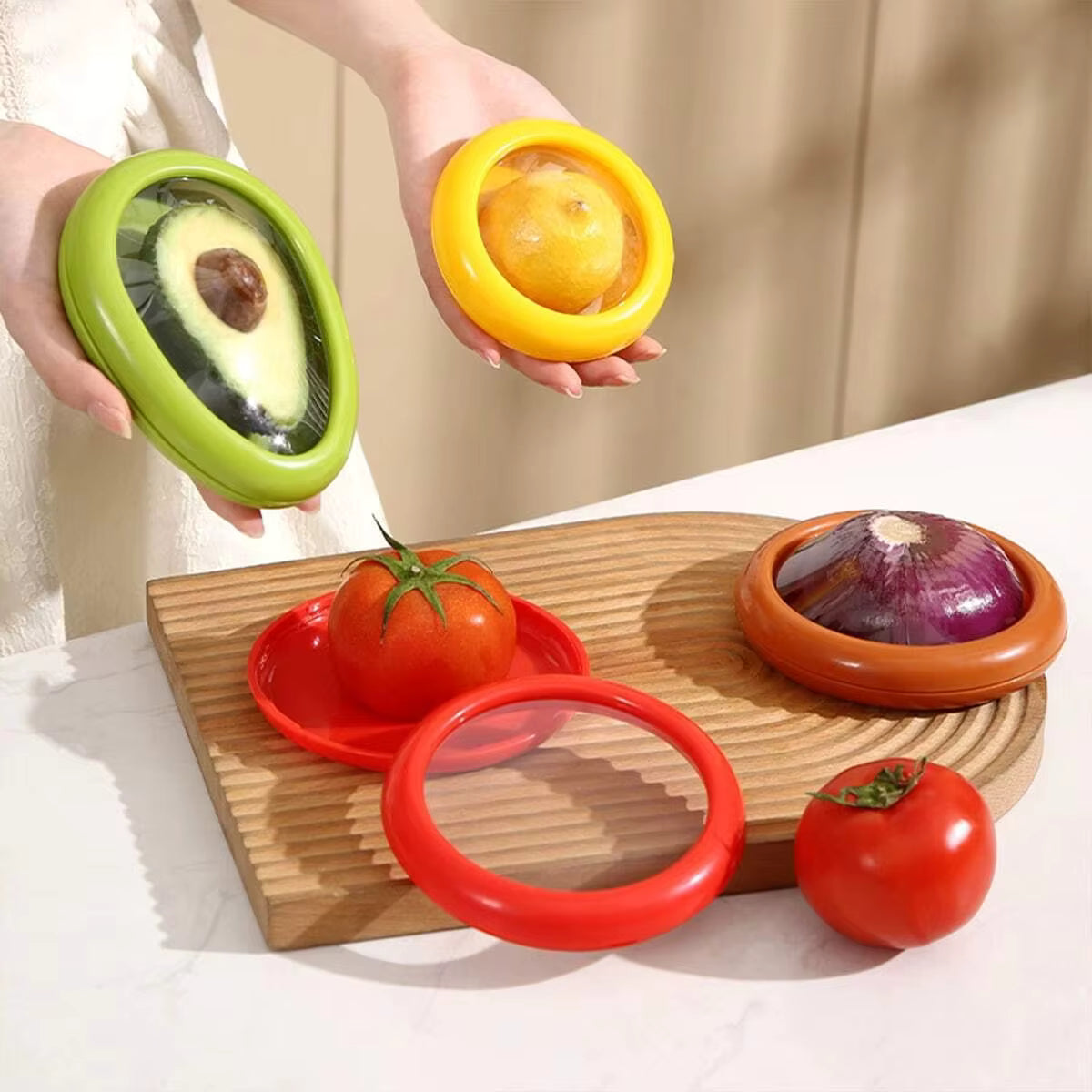 Luftdichte, robuste ABS-Frucht- und Gemüsebehälter (4-teiliges Set)