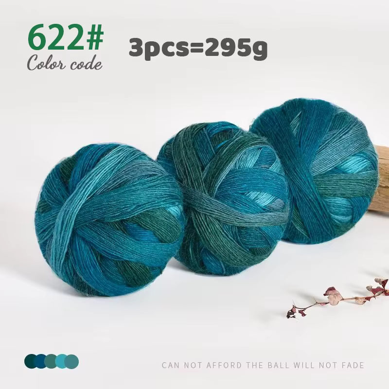 Vierfarbiges mehrfarbiges Farbverlauf-Wollgarn (295 g)