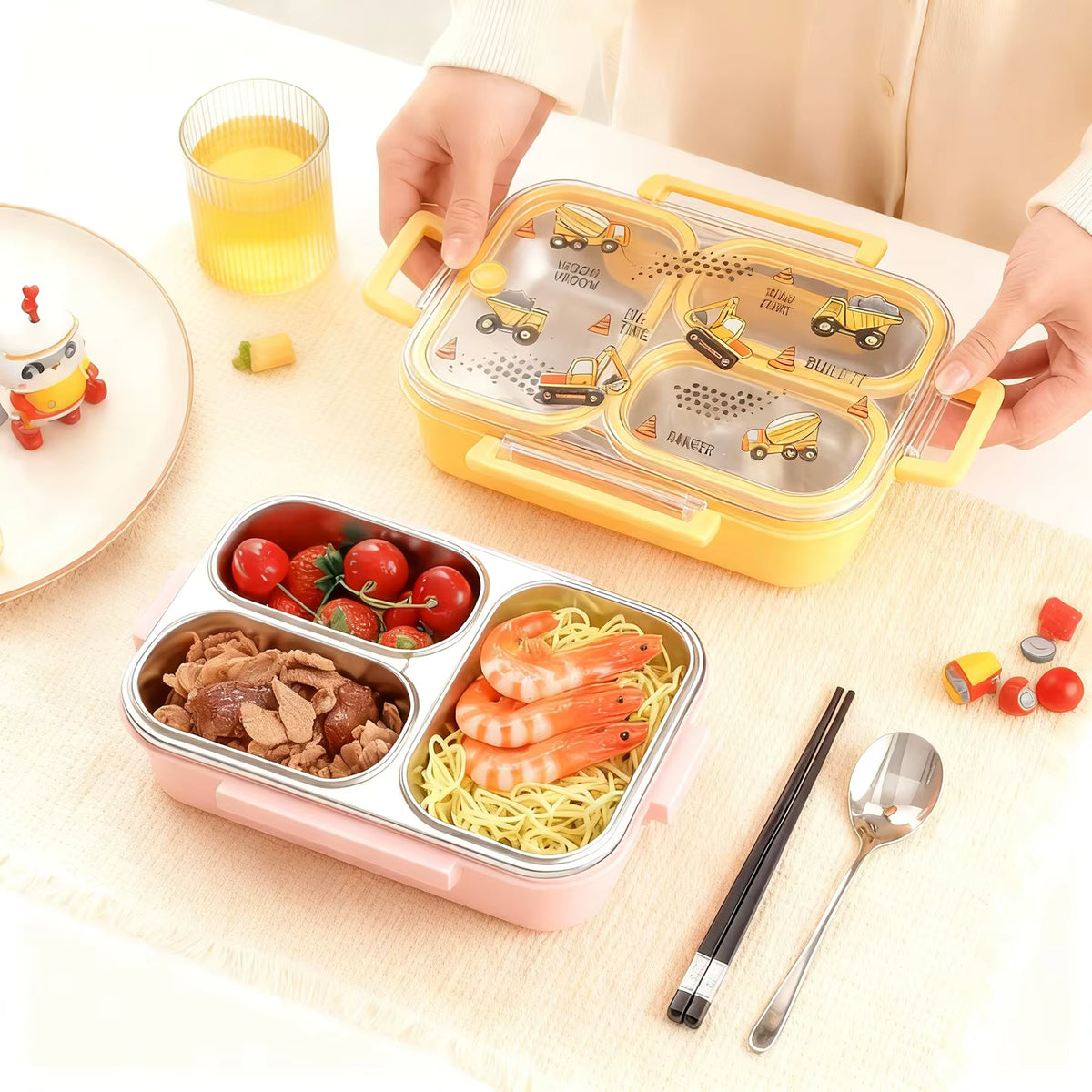 Auslaufsichere Kinder-Lunchbox aus rostfreiem 304er Edelstahl (großes Fassungsvermögen)