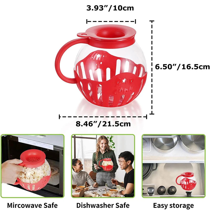 Popcornpopper i borosilikatglas til mikrobølgeovn (2,25 qt)