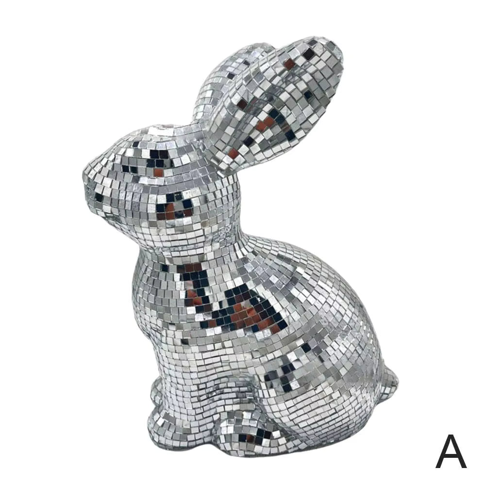 Reflektierende Discokugel-Kaninchenfigur (Schreibtisch)