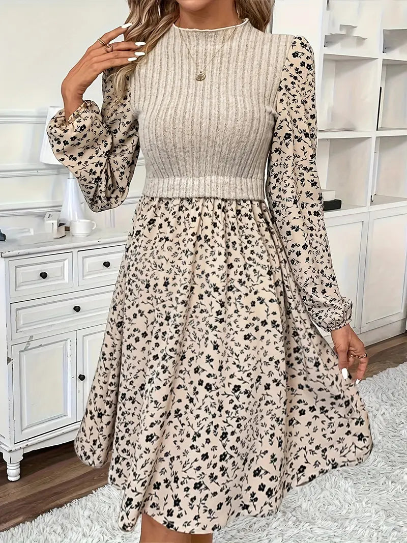 Gisella - 2-in-1-Kleid mit Blumenmuster, Rippkante und Saum