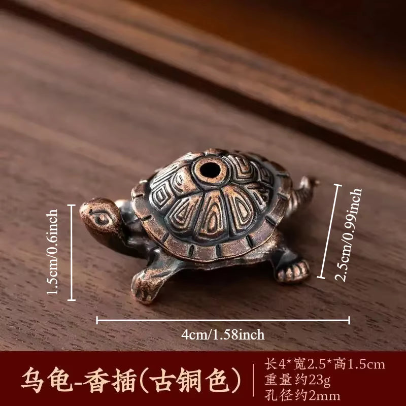 Kompakter Vintage-Bronze-Räucherstäbchenhalter in Schildkrötenform