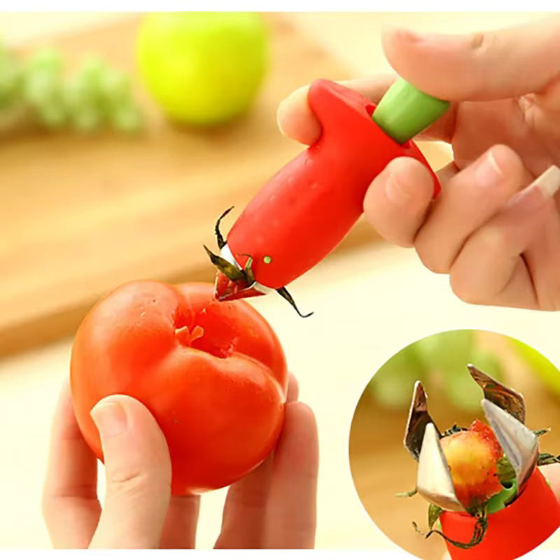 Einhändiger Erdbeerstrunkentferner ohne Stielansatz (Tomaten- und Ananaskernentferner)
