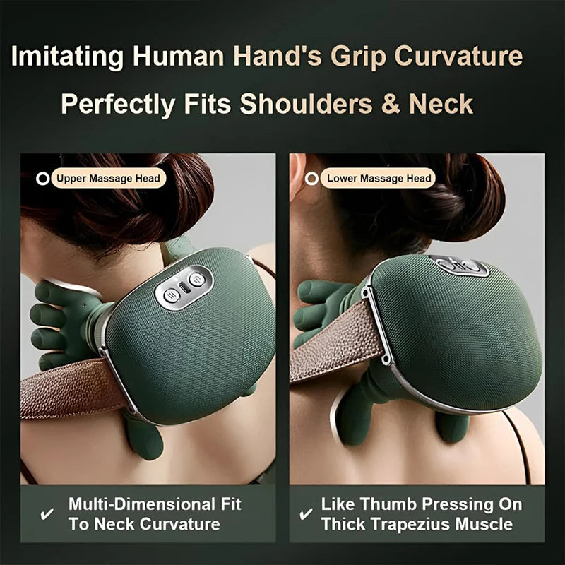 4D dybdegående trådløs genopladelig nakkemassageapparat til skulder og nakke