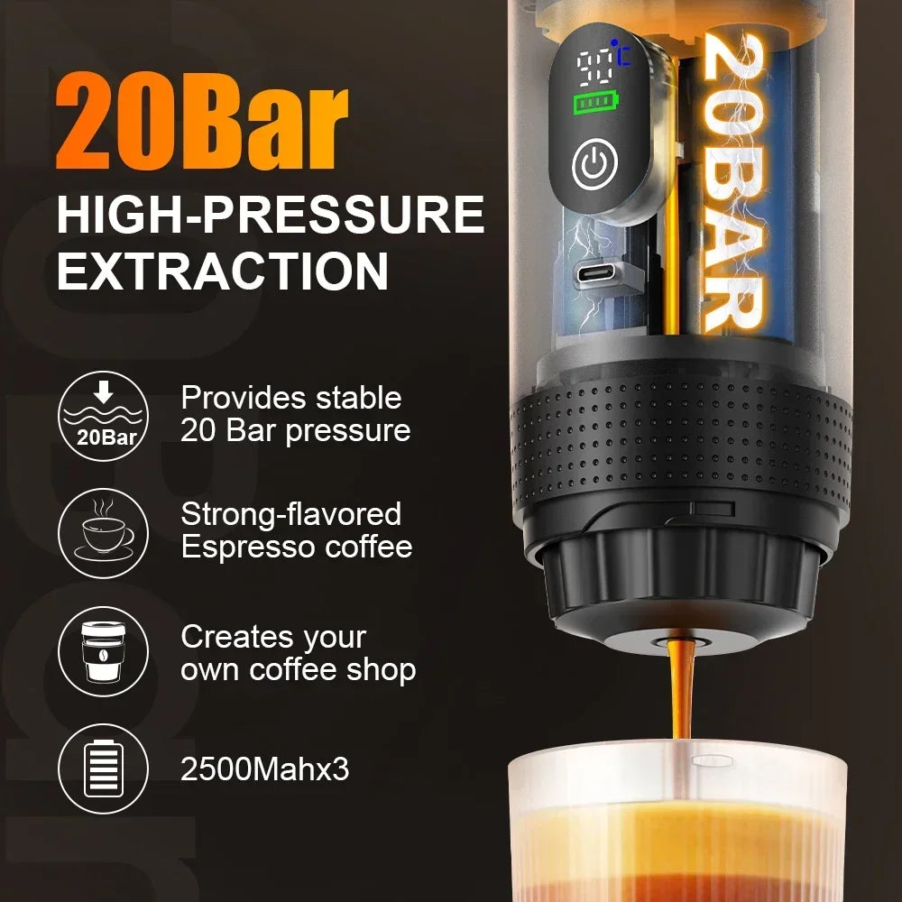 Tragbare digitale 20-Bar-Espressomaschine (3-in-1)