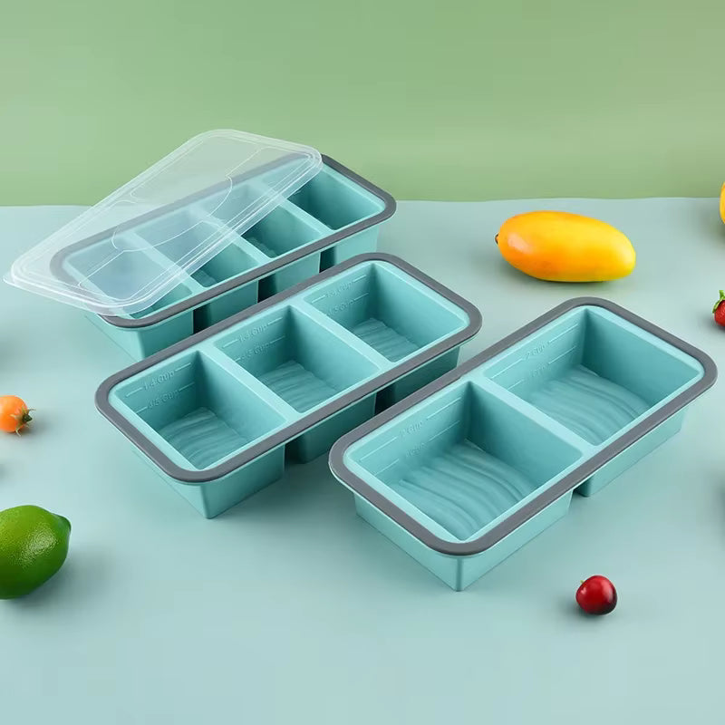 Große, leicht lösbare Silikon-Eiswürfelform (mit Deckel)