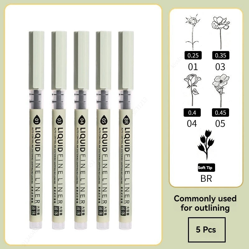 Feinspitziges, nicht ausblutendes, mehrfarbiges Manga-Kunstmarker-Set (5–8 Stück)