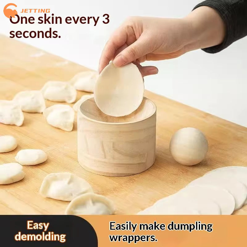 Effektiver natürlicher Teigschneider aus Holz für Dumplings (inklusive Basis und Kugel)