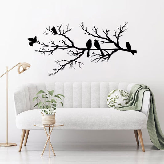 VogelArt - Vögel auf einem Ast Metall Wandkunst - Moderne und klassische Wohnkultur