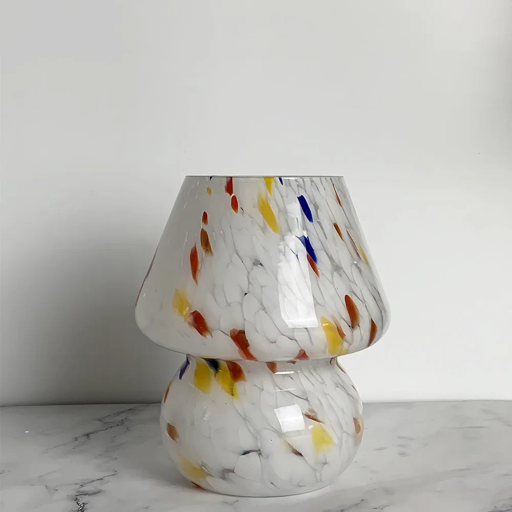 Æstetisk Paddestoelformet Bordlampe i Klar Glas med Blødt Lys – Ideel til Stue og Soveværelse-3