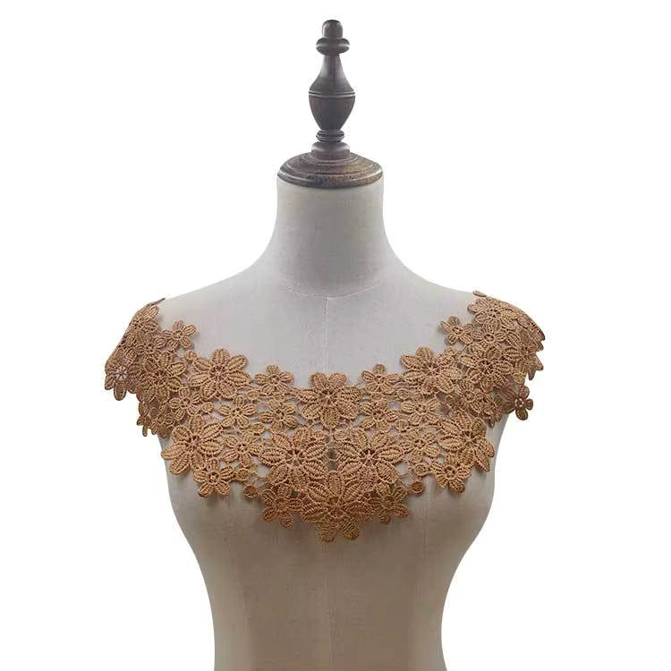 Aftagelig Blomstret Broderet Blonder Krave