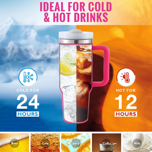 ThermoGrip - Isolierbecher mit Henkel und Strohhalm