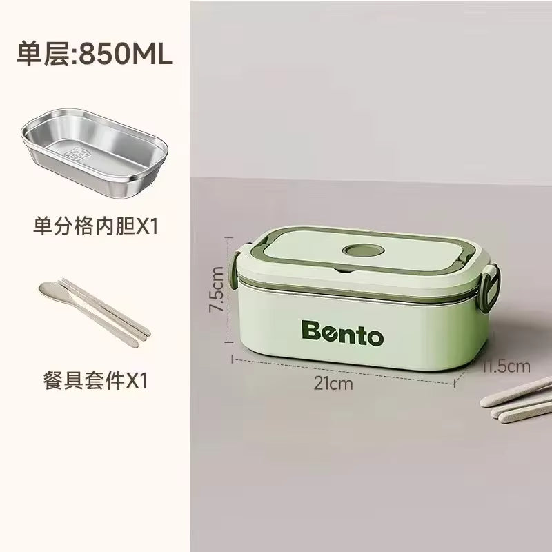 Auslaufsichere und stapelbare Bento-Box aus rostfreiem 304-Edelstahl (mikrowellengeeignet)