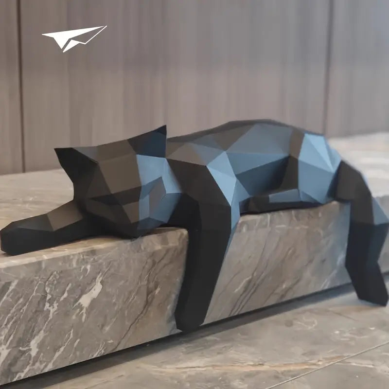 Moderne Katte Statue i Keramik – Minimalistisk Design, 30 cm Høj, Sort og Hvid Dekorativ Kunst til Hjemmet-2