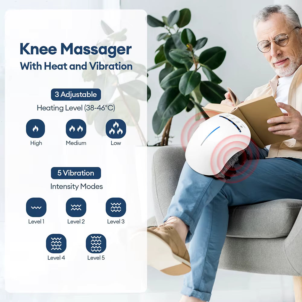 Varm og æltende lufttryks knæmassager (genopladelig)