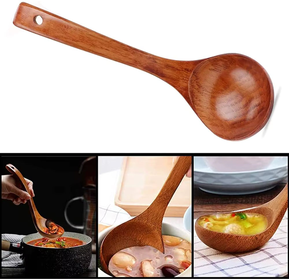 Ergonomischer, tropffreier Servierlöffel aus Holz (handgefertigt)