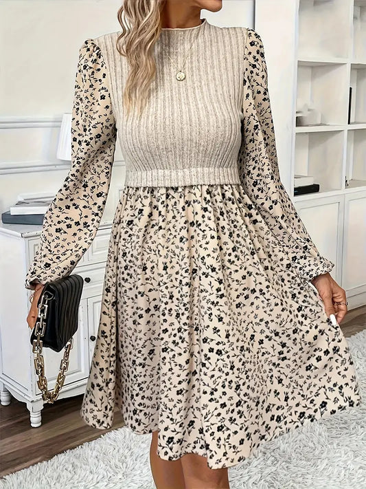 Gisella - 2-in-1-Kleid mit Blumenmuster, Rippkante und Saum
