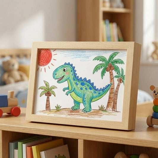 Kinderrahmen mit Stauraum für Kunstwerke