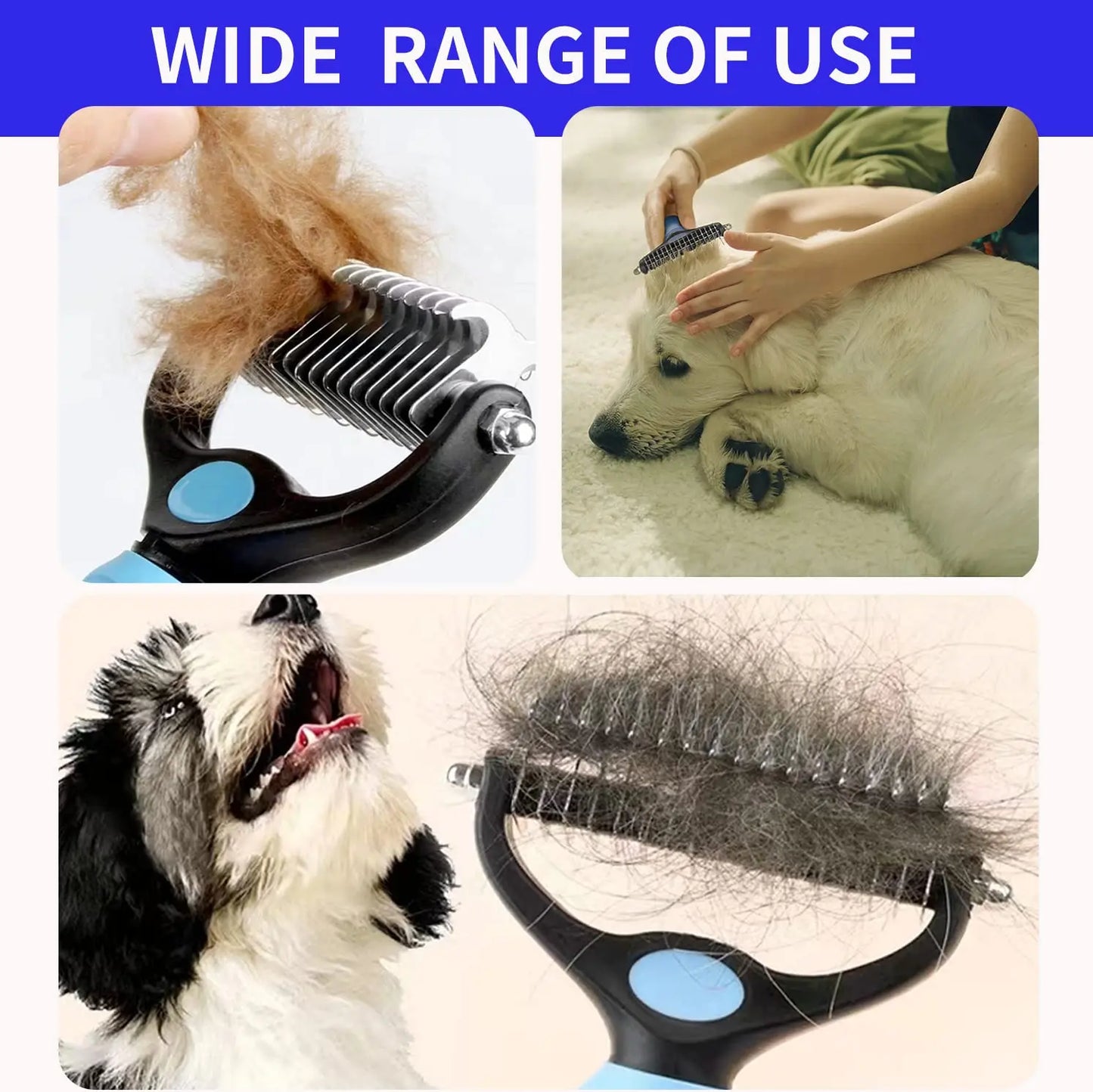 Ergonomische Entfilzungs- und Knotenentfernungsbürste für Haustiere (Hund und Katze)