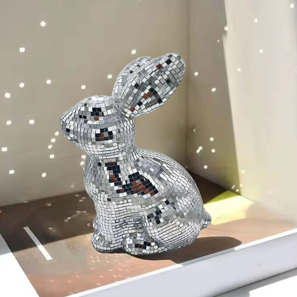 Reflektierende Discokugel-Kaninchenfigur (Schreibtisch)