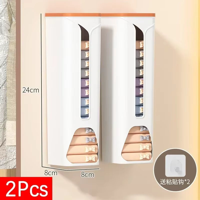 Platzsparender wandmontierter Organizer für Unterwäsche und Socken (2er-Pack)